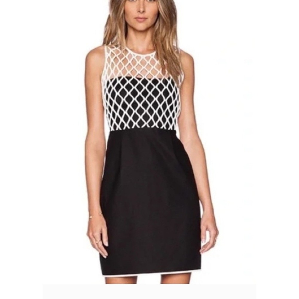 Diane Von Furstenberg Leonara Two Tone Netted Mini Dress Bloggers Fave Sz 6‎